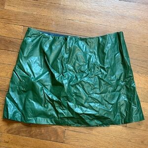 Green Faux Leather Mini Skirt — Sleek Everyday Essential